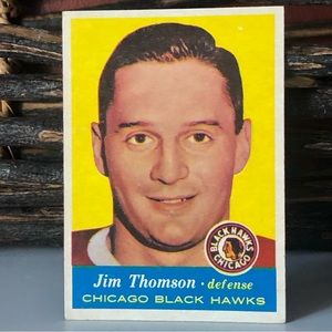 Vintage 1957-58 TOPPS Chicago Black Hawks Defense Jim Thomson Hockey Card